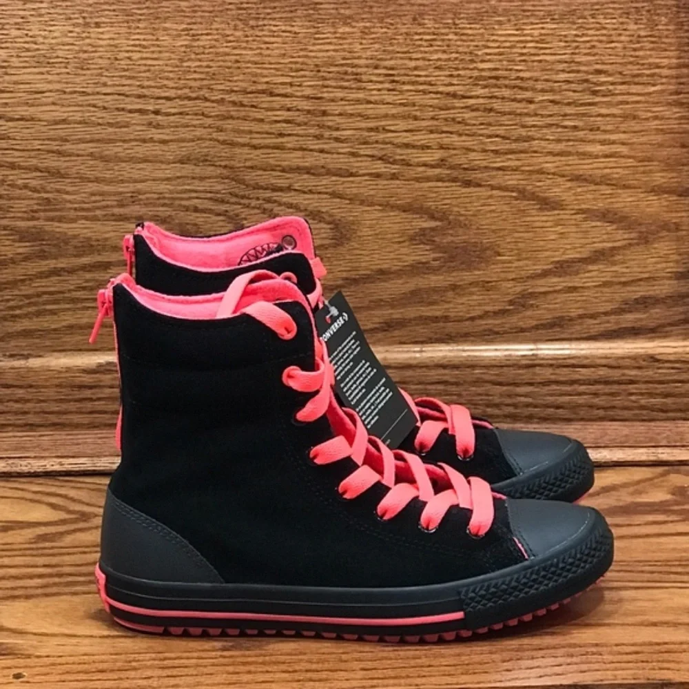 Converse Chuck‎ Taylor Hi Rise Boot X Hi Black Hot Punch Almost Black - Picture 3 of 7